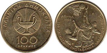 монета Греция 100 драхм 1998