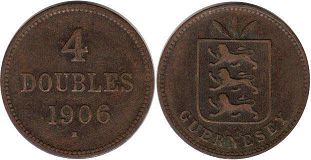 монета Гернси 4 дубля 1906