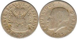 монета Гаити 10 сантимов 1953