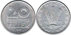 монета Венгрия 20 филлеров 1991