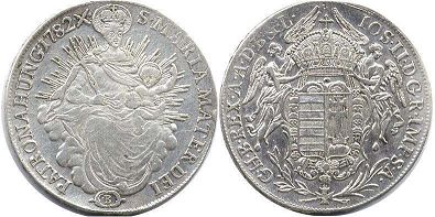 монета Венгрия 1/2 талера 1782