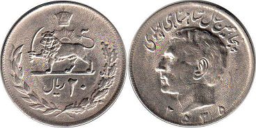 монета Иран 20 риалов 1976