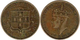 монета Ямайка 1 пенни 1945