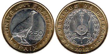 монета Джибути 250 франков 2012