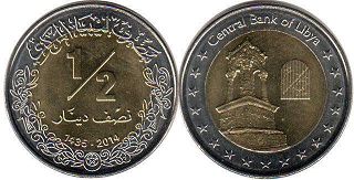 монета Ливия 1/2 динара 2014