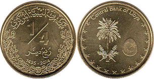 монета Ливия 1/4 динара 2014