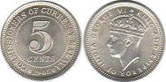 монета Малайя 5 центов 1945