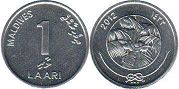 монета Мальдивы 1 лаари 2012