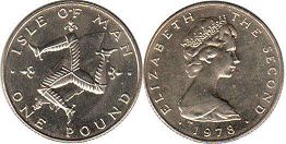 монета Остров Мэн 1 фунт 1978