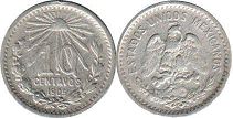 монета Мексика 10 сентаво 1905