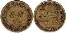 монета Монако 50 сантимов 1926
