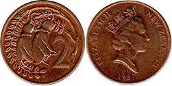 монета Новая Зеландия 2 цента 1987