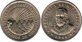 монета Никарагуа 25 сентаво 1964
