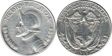 монета Панама 1/2 бальбоа 1966