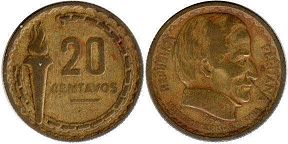монета Перу 20 сентаво 1954
