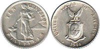 монета Филиппины 10 сентаво 1944