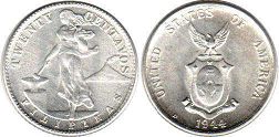 монета Филиппины 20 сентаво 1944