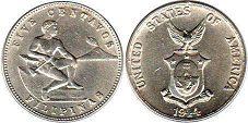 монета Филиппины 5 сентаво 1944
