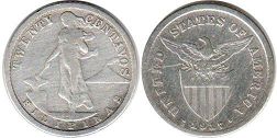 монета Филиппины 20 сентаво 1917