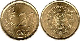 монета Португалия 20 евро центов 2011