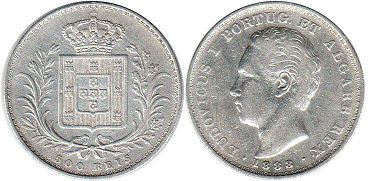 монета Португалия 500 рейс 1888