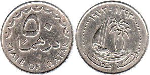 монета Катар 50 дирхамов 1973