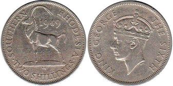 монета Родезия 2 шиллинга 1949