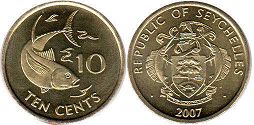 монета Сейшельские Острова 10 центов 2007