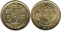 монета Сейшельские Острова 5 центов 2010