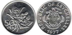 монета Сейшельские Острова 50 центов 1977