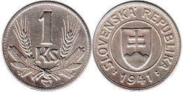 монета Словакия 1 крона 1941