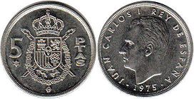 монета Испания 5 песет 1975 (1980)