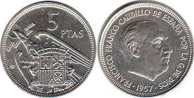 монета Испания 5 песет 1957 (1974)