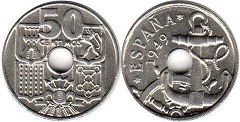монета Испания 50 сентимо 1949 (1962)