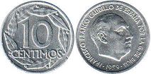 монета Испания 10 сентимо 1959