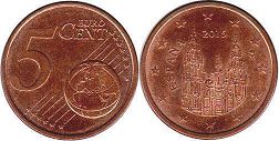 монета Испания 5 евро центов 2015