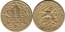 монета Суринам 1 цент 1943