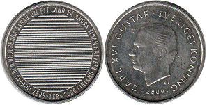 монета Швеция 1 крона 2009