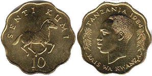 монета Танзания 10 сенти 1984