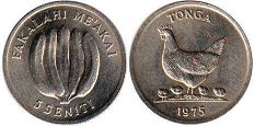 монета Тонга 5 сенити 1975