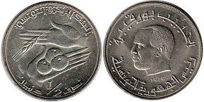 монета Тунис 1/2 динара 1976
