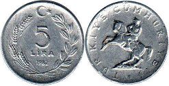 монета Турция 5 лир 1982