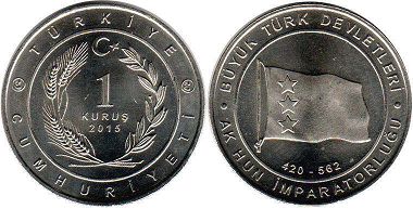 монета Турция 1 куруш 2015