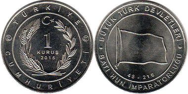 монета Турция 1 куруш 2015