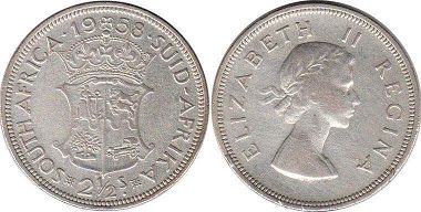 монета Южная Африка 2,5 шиллинга 1958