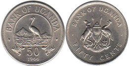 монета Уганда 50 центов 1966