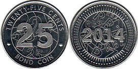 монета Зимбабве 25 центов 2014