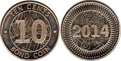 монета Зимбабве 10 центов 2014