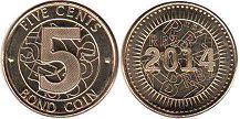 монета Зимбабве 5 центов 2014