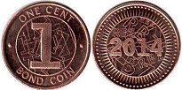 монета Зимбабве 1 цент 2014